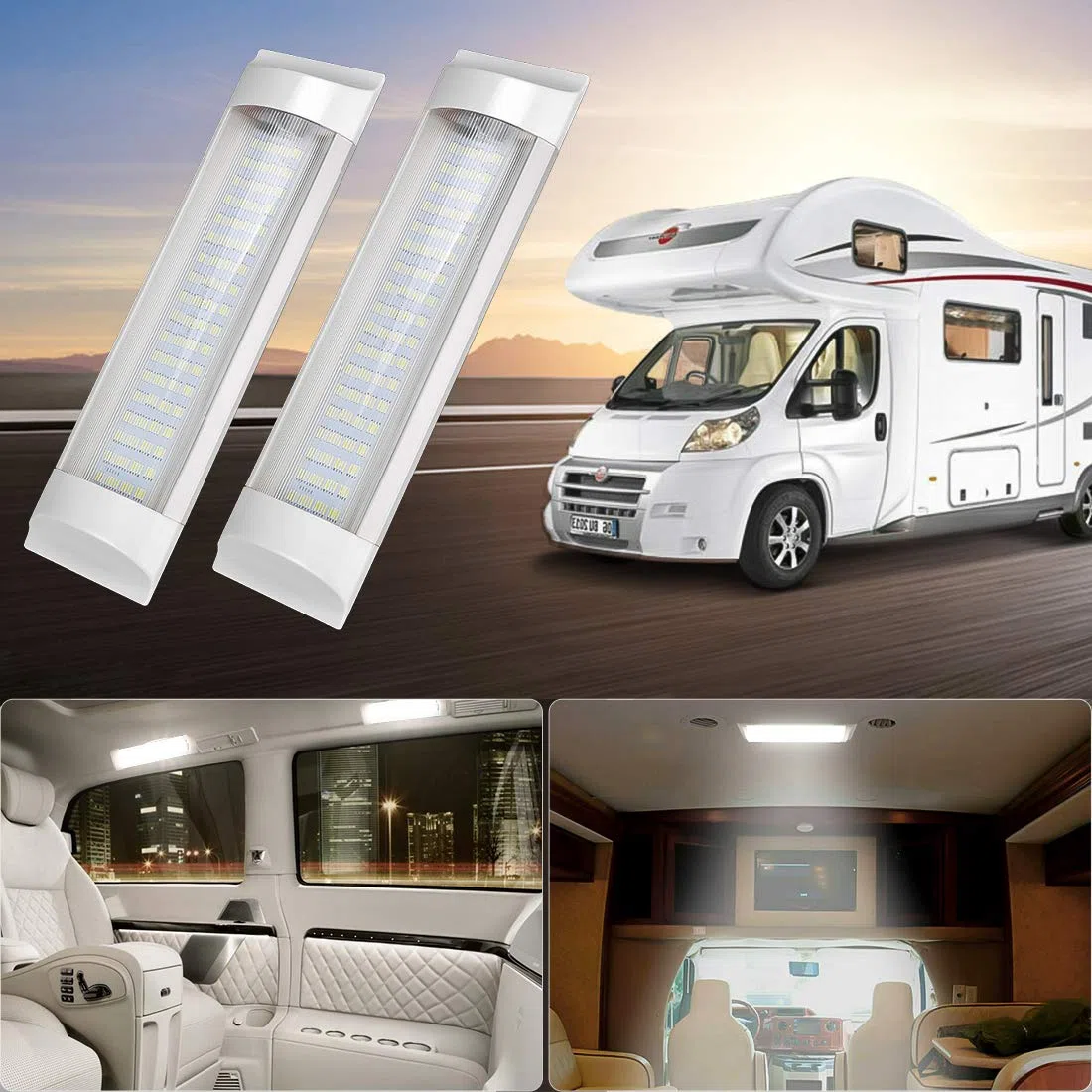 SUPAREE Innenleuchten, LED RV Deckenleuchte Dachbeleuchtung 12V-80V 72LED Innenbeleuchtung für Wohnmobil/Wohnwagen/Lieferwagen/Boot