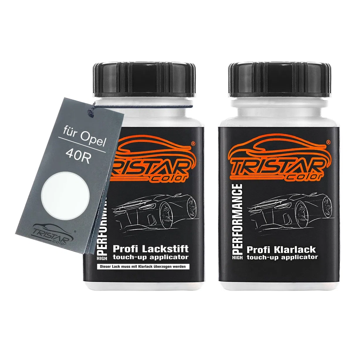 TRISTARcolor Autolack Lackstift Set für Opel 40R Schneeweiss/Olympic White Basislack Klarlack je 50ml