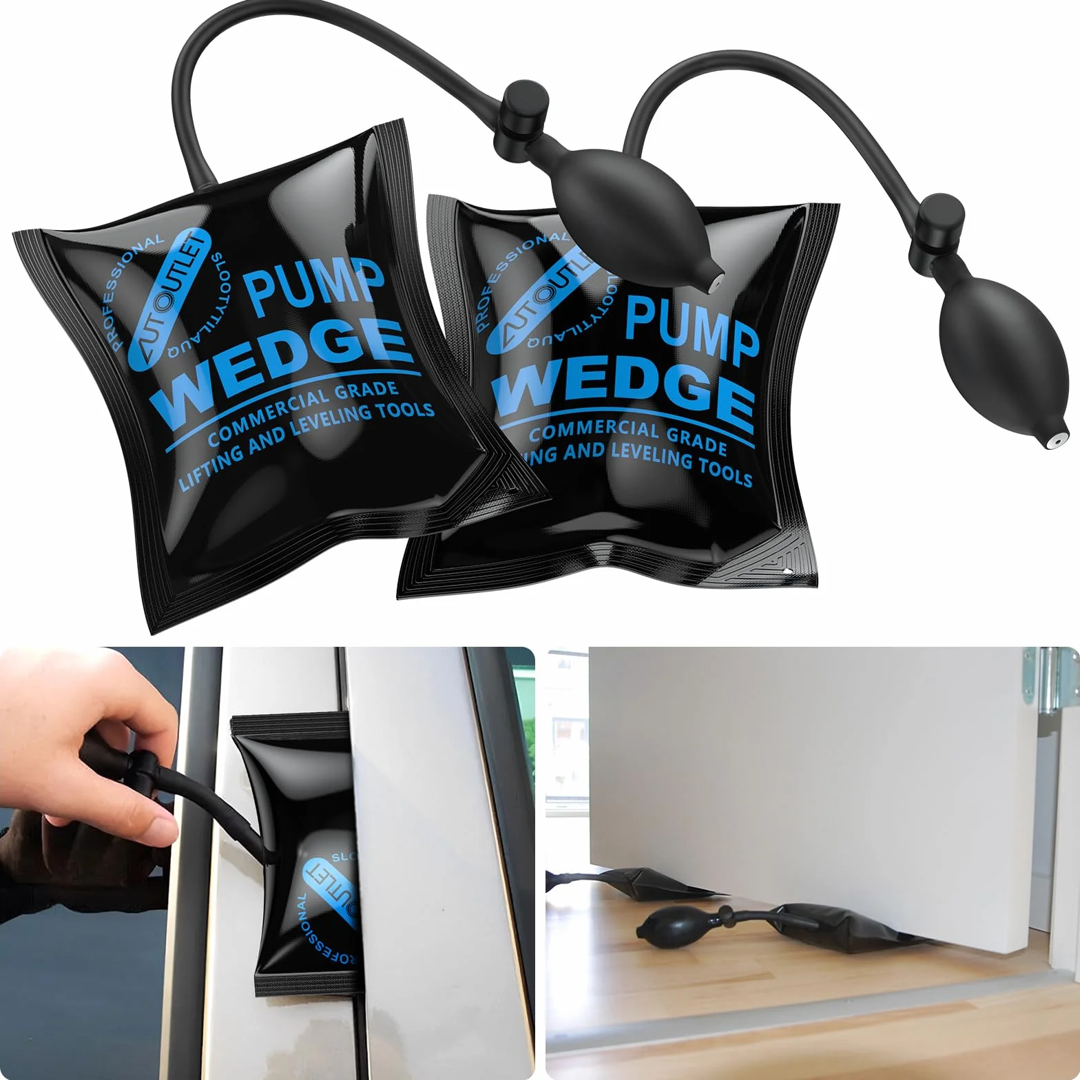 AUTOUTLET 2 Stück Montagekissen Pneumatikspanner, Air Wedge Pump Up Montage Luftkissen Spreizkissen Hebekissen, Belastung bis 150kg, Montagehilfe für die Tür Fenster Installation und Auto-Reparatur
