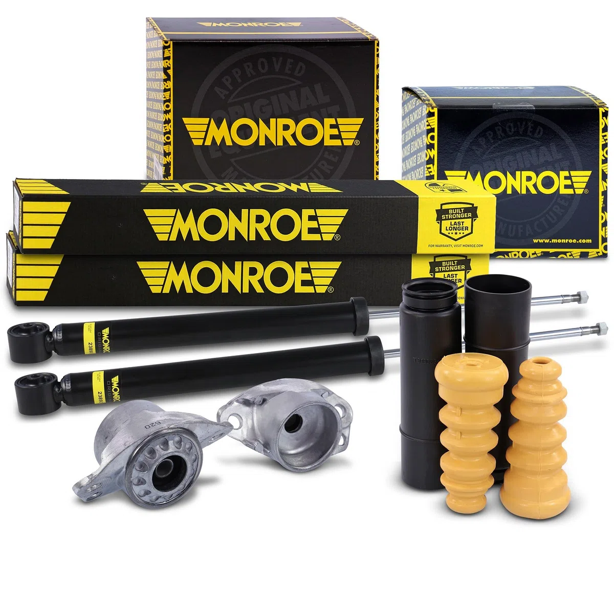Set bestehend aus 2x Stoßdämpfer +Domlager +Staubschutzsatz hinten 41241605