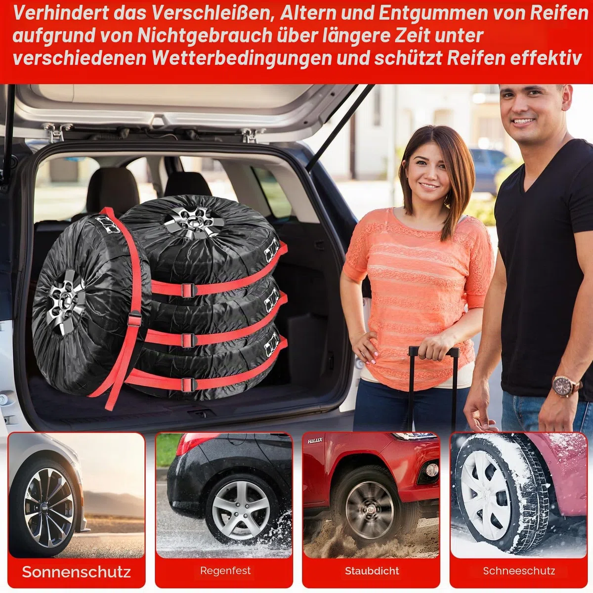 4 Stück Reifentüten Set Reifentaschen für 19/20/21/22/23 Zoll Reifensäcke Reifenschutzhülle für Reifen Aufbewahrung Transport und Lagerung Reifenschutzhülle Wasserdichte Schutzhülle Reifen Tüten