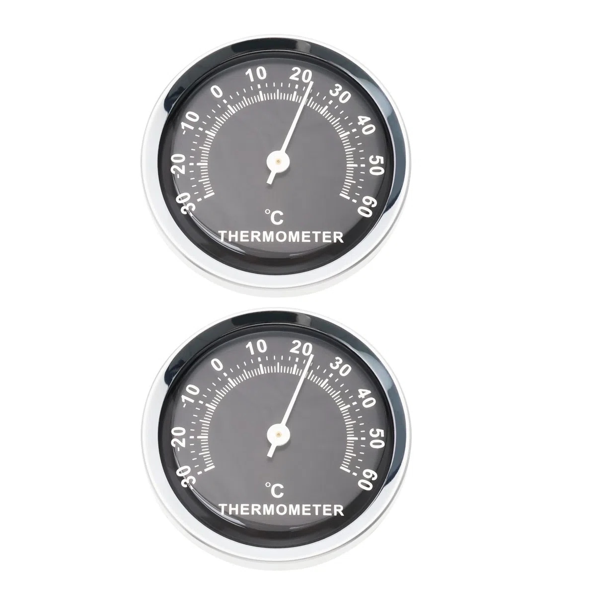 2 Stück Mini Auto Thermometer Rund 58mm Temperaturmesser Analog Mechanische Temperaturmesser für Auto Haus Büro Werkstatt Schwarz
