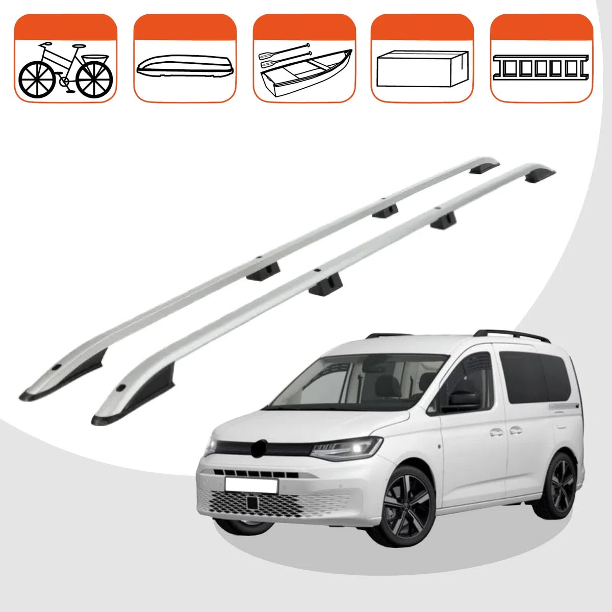 Dachreling passend für VW Caddy 5 Maxi ab Baujahr 2020 (Grau) mit ABE