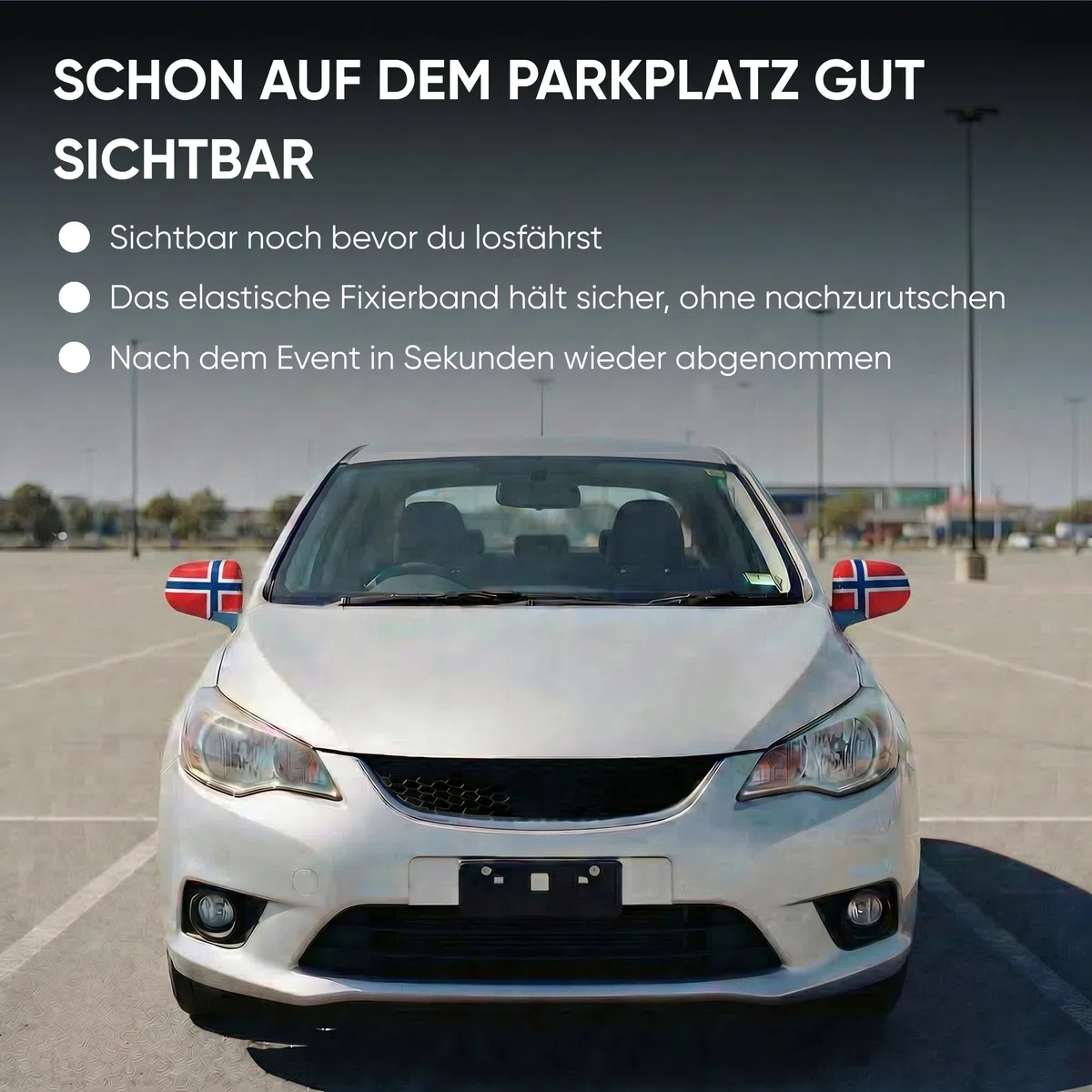 Außenspiegelfahne Norwegen für Auto - 2er Set Außenspiegel Überzieher Autoflagge, Fanartikel für Fußball EM & WM, Spiegel Deko Flagge