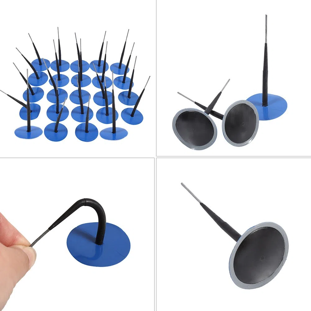Reifenreparaturset, Reifen Plug Patch Gum Tyre Repair Set Reifen Flicken Kleber Reifenreparatur Pilz Pilzförmige Nadelstecker zur pilz Gummi Reparatur Reifen für Auto/Motorrad/Fahrrad 24 Stück, 5mm