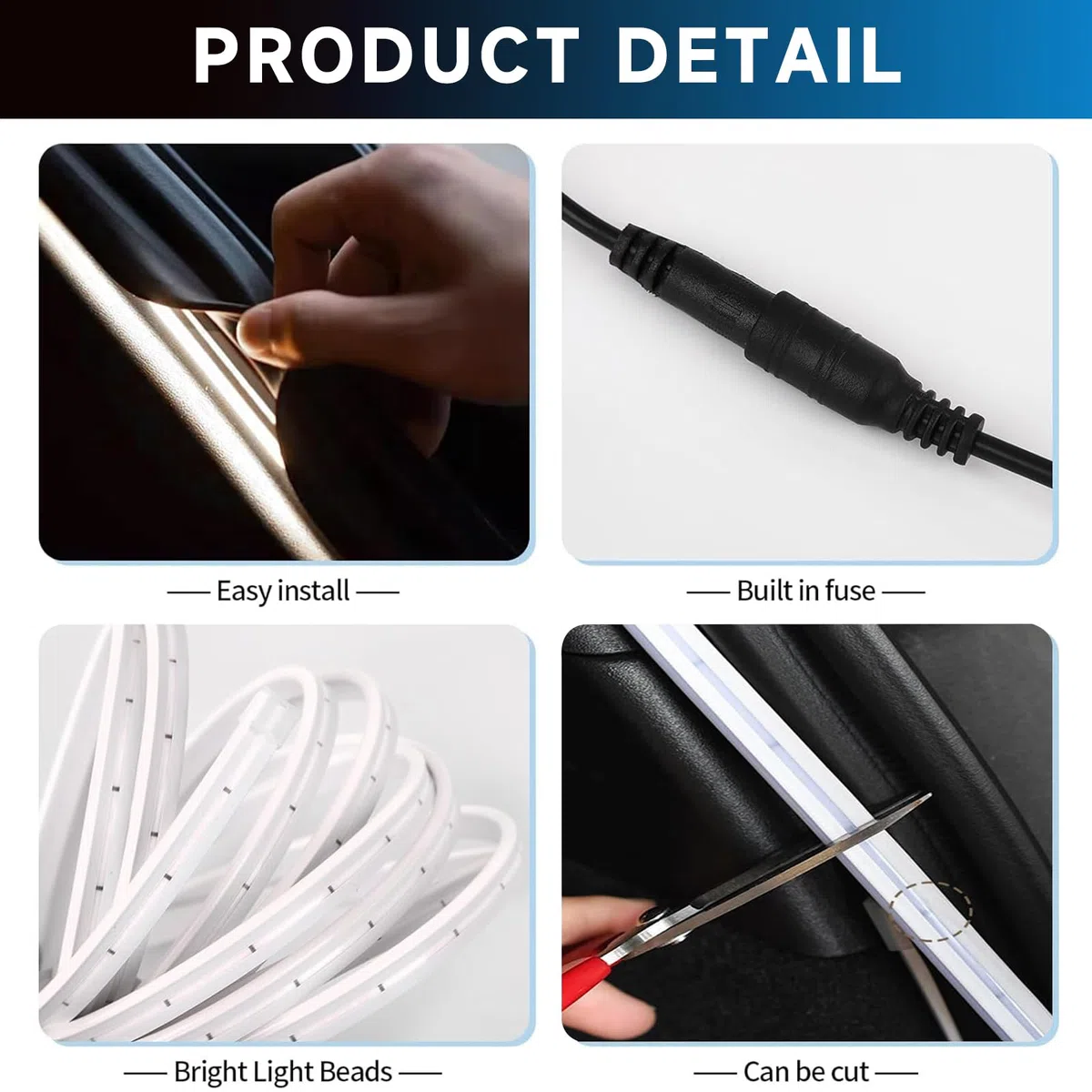 Kofferraum Lichtstreifen, 4m LED Kofferraum Streifen, Dynamic Flowing Car Trunk Light Strip, Kofferraumbeleuchtung Led, Automatischer Sensor Tail Box für Auto Kofferraum Dekoration(Mit Lauflichtefekt)