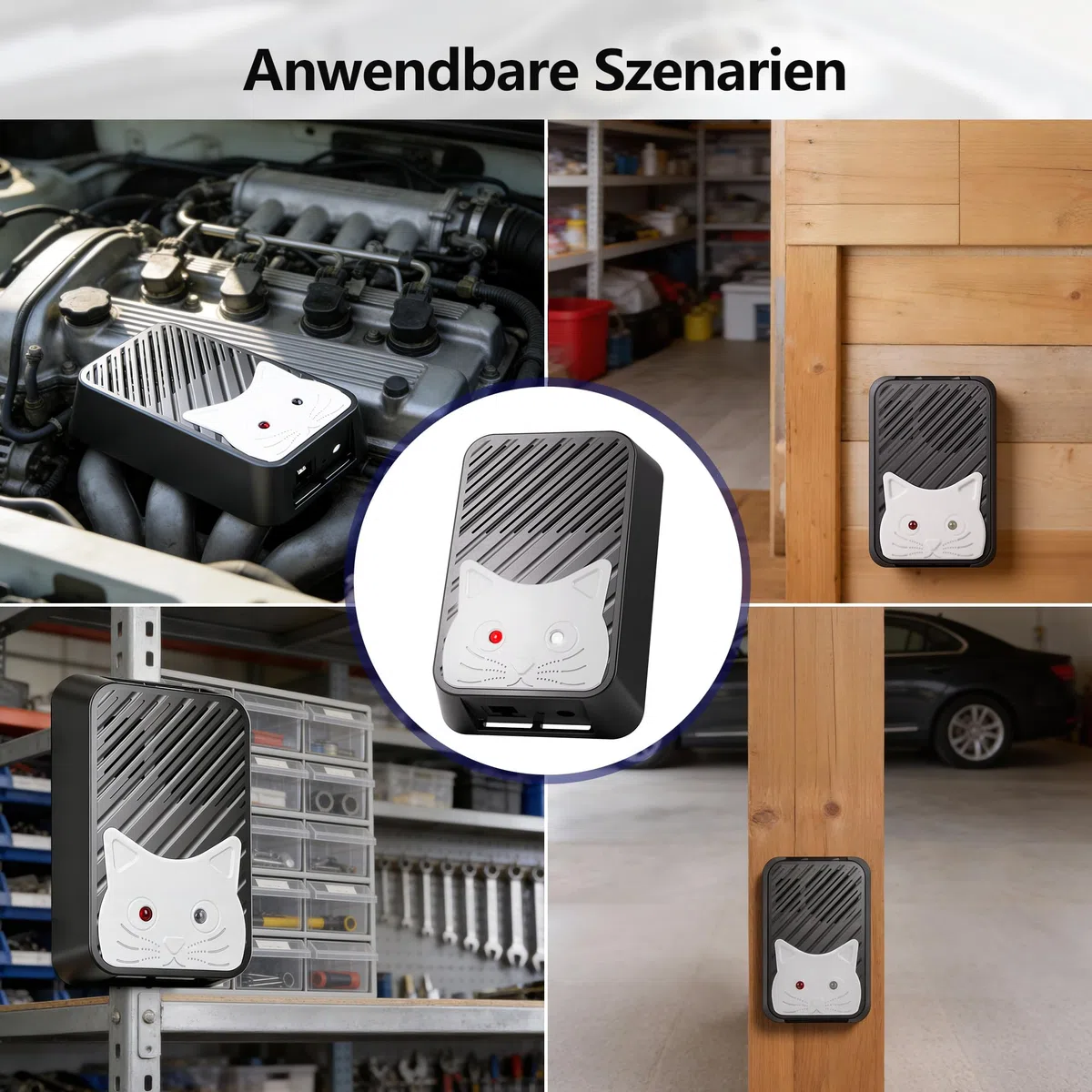 ROTTOGOON Marderschreck Auto, Mobile Marderabwehr mit Ultraschall | Marderschreck Auto Batteriebetrieben, Schall und Blitzlicht, Marderschutz für KFZ, Motorraum, Dachboden, Haus, Garten