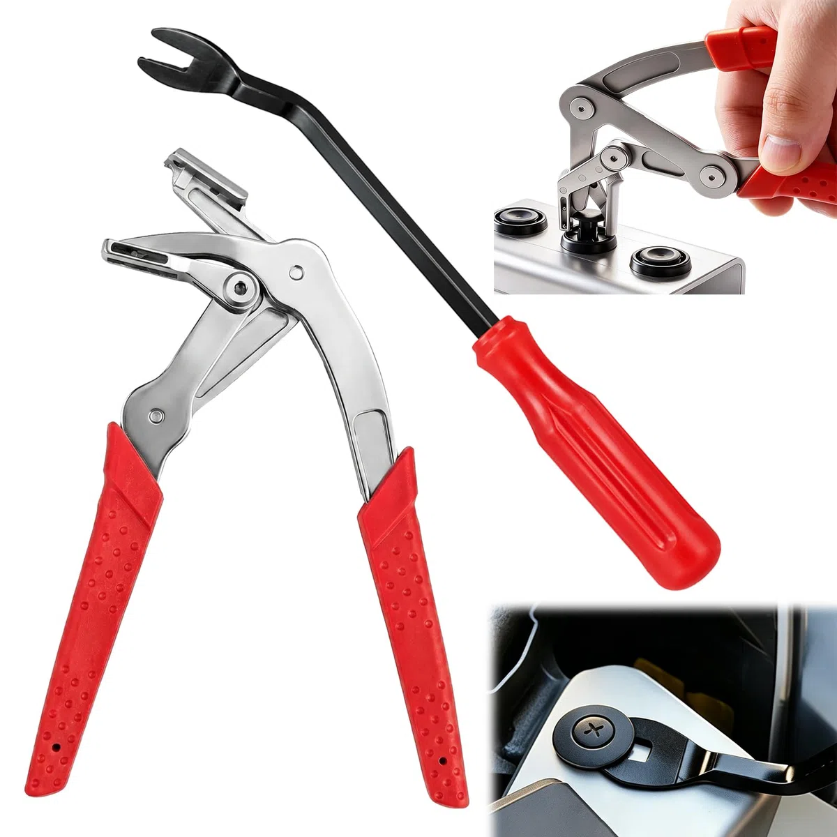 2 Stück Auto Clips Hebelwerkzeug, Kfz Clip Zange | Auto Demontage Werkzeug für Türverkleidungen Armaturenbretter Außenbefestigungen, Automotive Reparatur Set
