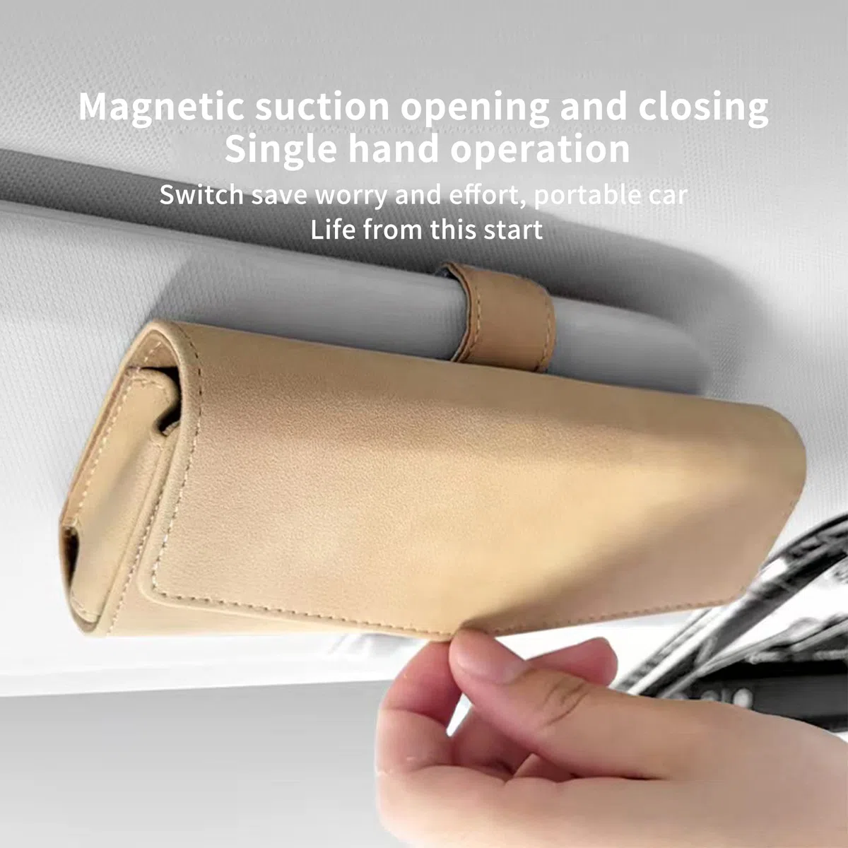 FLYAMAPIRIT Auto Brillenetui Sonnenblende Sonnenbrillenhalter mit Magnetfunktion PU-Leder Auto Brillenetui Automotive Aufbewahrungsorganizer